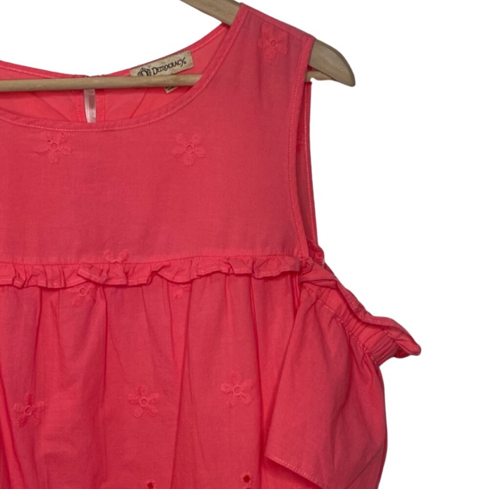 DEMOCRACY | Pink Cotton Cold Shoulder Eyelet Blouse | Size M - Picture 2 of 13